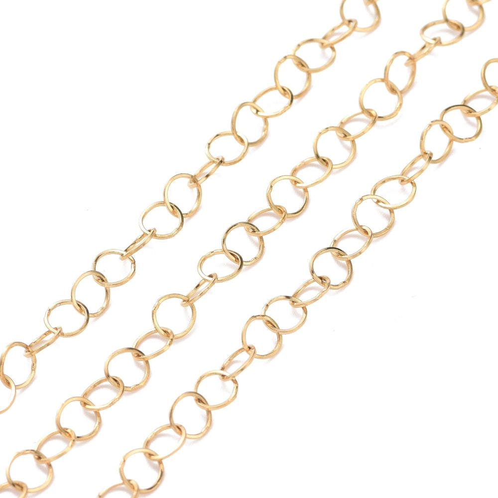 Edelstahl Rolo-Kette goldfarbig  3,6mm 1m