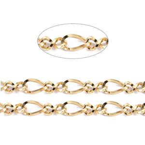 Edelstahlkette 304 Figaro ungeschweißt gold 6x3,5x1mm 5,5x3,5x1mm Ionenplattierung 1m