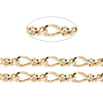 Edelstahlkette 304 Figaro ungeschweißt gold 6x3,5x1mm 5,5x3,5x1mm Ionenplattierung 1m
