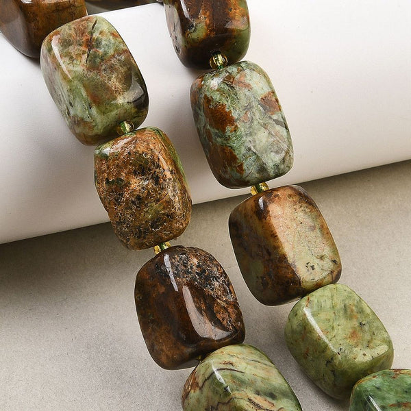 Edelsteinperle Grüner Opal Rechteck 15-18mm 1 Stück