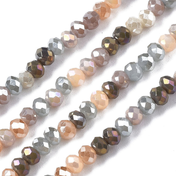 Electroplate Glass Beads Strands AB 3x2,5mm Loch: 0,7mm 350Stk,  Dust