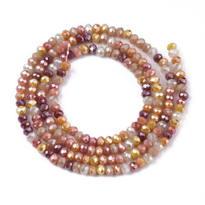 Stränge aus galvanisierten Glasperlen, 3 x 2,5 mm, Loch: 0,7 mm, 188 Stück, 43 cm