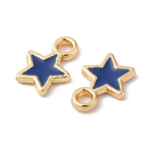 Emaille-Anhänger Stern bunt goldfarben 9x7mm 10 Stück
