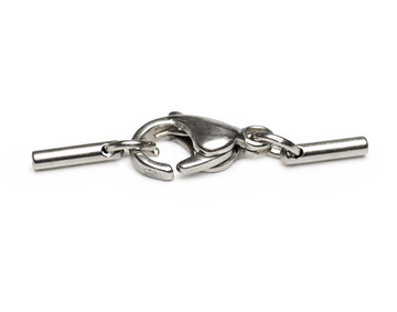 Endteil montiert Edelstahl 1mm zum Einkleben oder Klemmen mit Karabiner