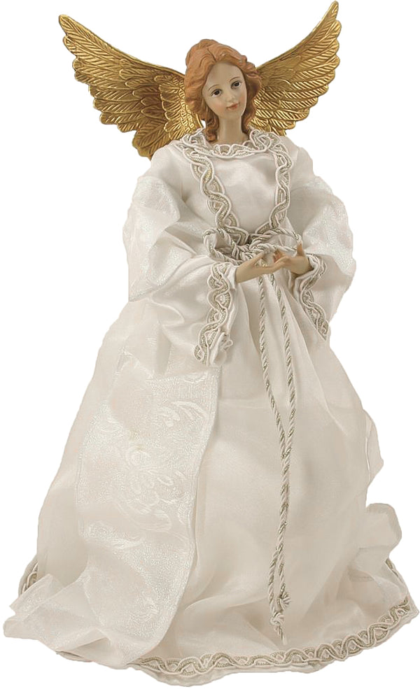 Engel mit Stoffkleid weiß