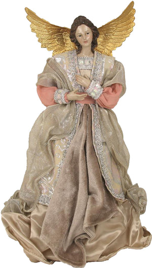 Engel mit Stoffkleid beige rosé