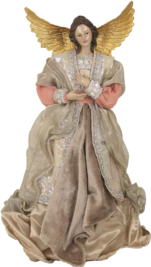 Engel mit Stoffkleid beige rosé