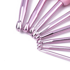 Ergonomisches Häkelnadel-Set mit rosa Griff  8-teilig Aluminium 2,5–6 mm