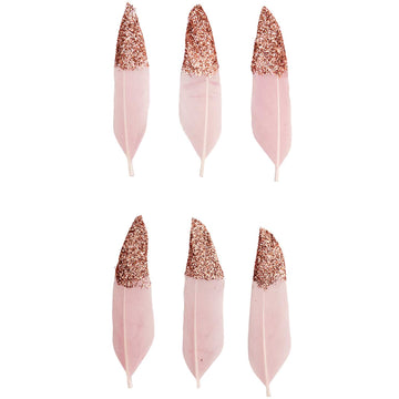 Federn Ca. 8cm 6 Stück Rosa-roségold