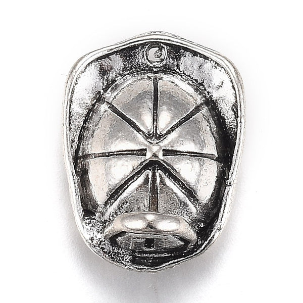 Feuerwehrmann-Helm Anhänger aus Metall silberfarben antik 18,5×14mm 1 Stück