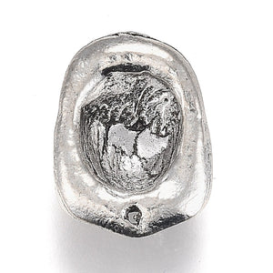 Feuerwehrmann-Helm Anhänger aus Metall silberfarben antik 18,5×14mm 1 Stück
