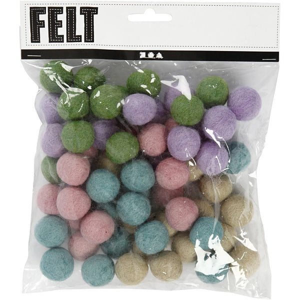 Filzkugeln bunt gemischt 20mm 64 Stück