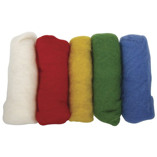Reine Schurwolle/ Vlies Basic-Colors 5 Farben à 20g 100g