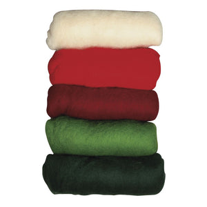 Filzwollen-Set reine Schurwolle/Vlies Weihnachtsfarben 5 Farben à 20g 100g