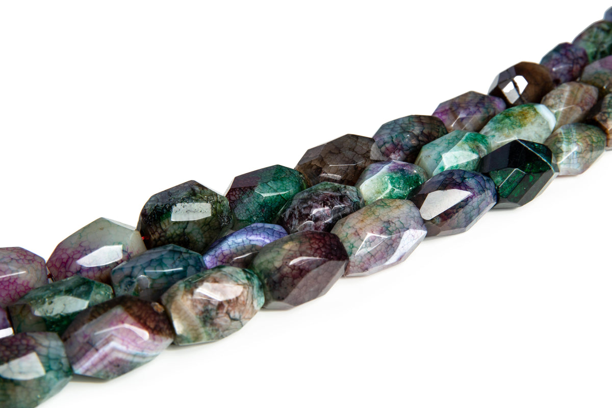 Edelstein Fire Crackle Achat facettiert ovale Perlenstrang 28x17mm 14 Stück/Strang