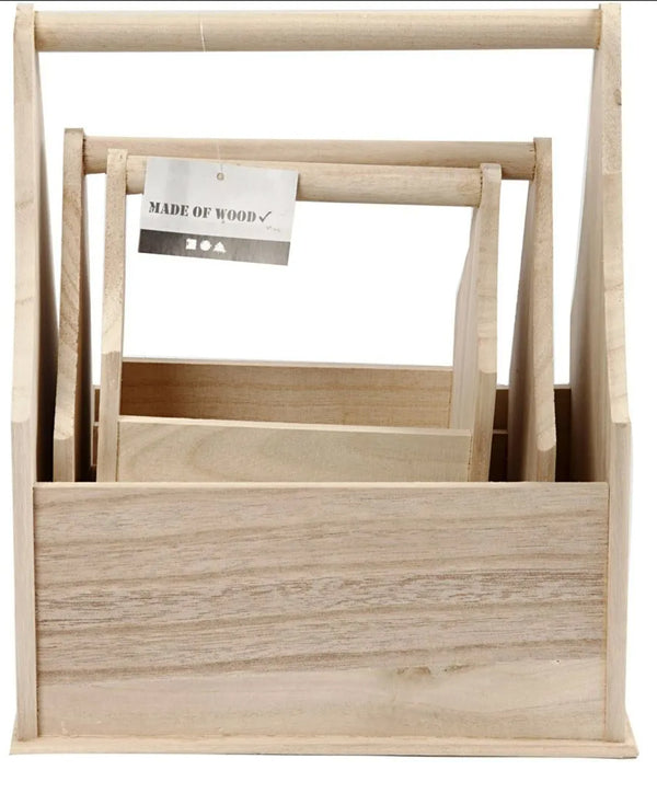 Flaschenträger aus Holz unbehandelt natur 24x17,5x28cm 3 Stück / 1 Set