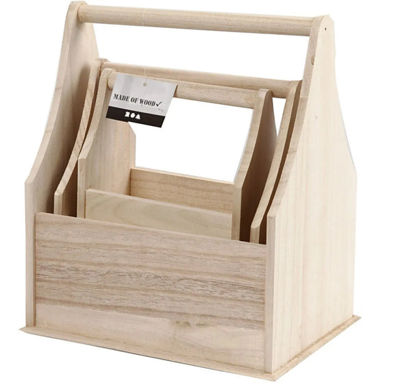 Flaschenträger aus Holz unbehandelt natur 24x17,5x28cm 3 Stück / 1 Set