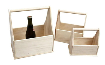 Flaschenträger aus Holz unbehandelt natur 24x17,5x28cm 3 Stück / 1 Set