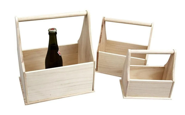 Flaschenträger aus Holz unbehandelt natur 24x17,5x28cm 3 Stück / 1 Set