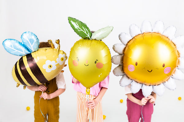 Folienballon Sonne mit Gesicht gelb weiß 90cm