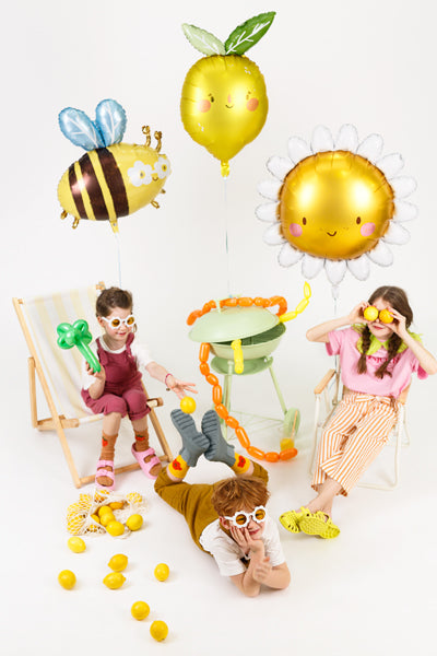 Folienballon Sonne mit Gesicht gelb weiß 90cm
