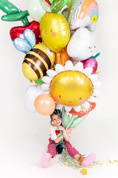 Folienballon Sonne mit Gesicht gelb weiß 90cm