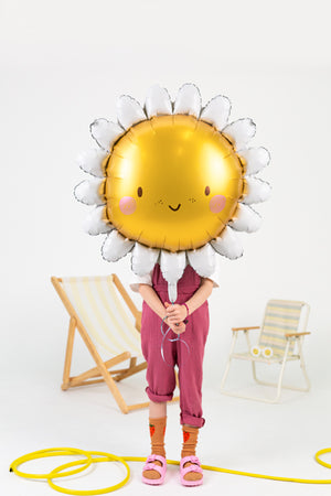 Folienballon Sonne mit Gesicht gelb weiß 90cm