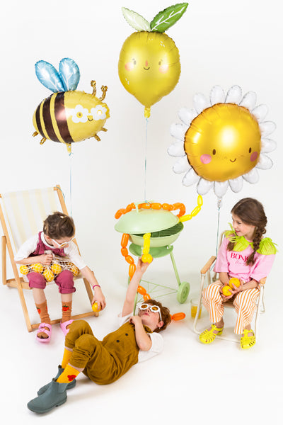 Folienballon Sonne mit Gesicht gelb weiß 90cm