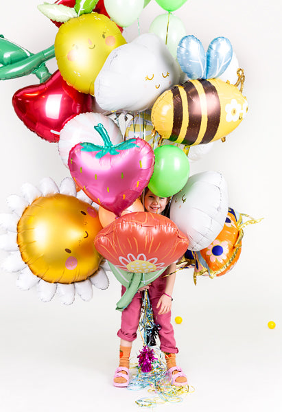 Folienballon Sonne mit Gesicht gelb weiß 90cm