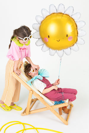 Folienballon Sonne mit Gesicht gelb weiß 90cm