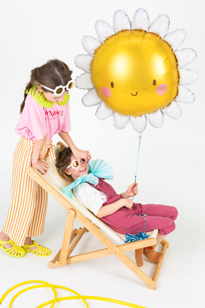 Folienballon Sonne mit Gesicht gelb weiß 90cm