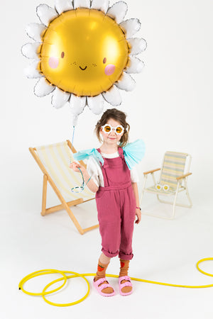 Folienballon Sonne mit Gesicht gelb weiß 90cm