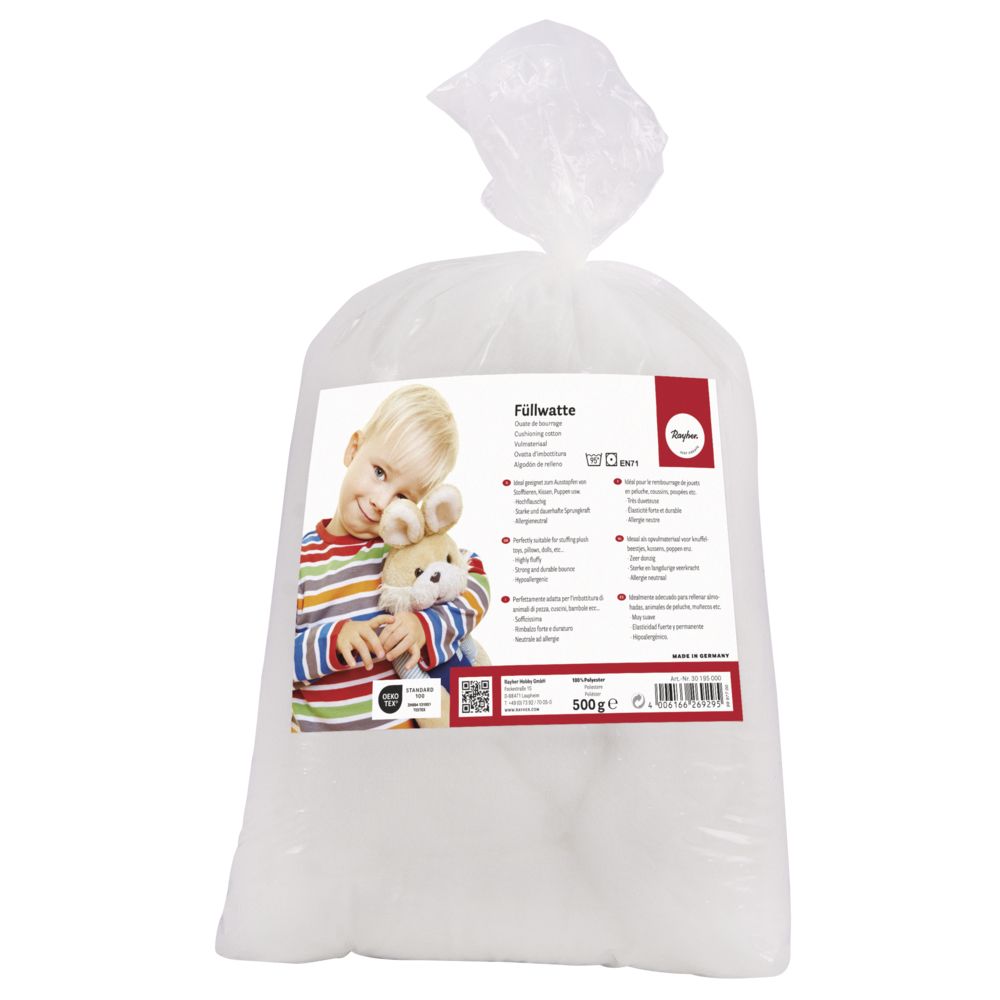 Füllwatte 500g Stopwatte Bastelwatte Füllwolle Füllstoff Füllmaterial Hochbauschwatte Kissenfüllung