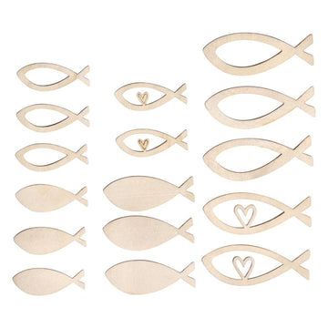 Furnierholz Fische natur 4-6cm Stärke 1mm 16 Stück