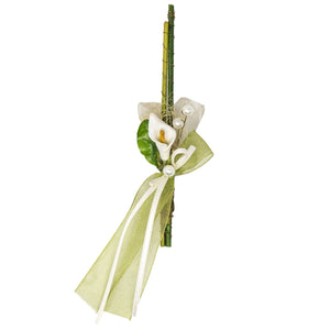 Gästeanstecker Calla Reedstäbe Schleife weiß/grün 14cm 1 Stück