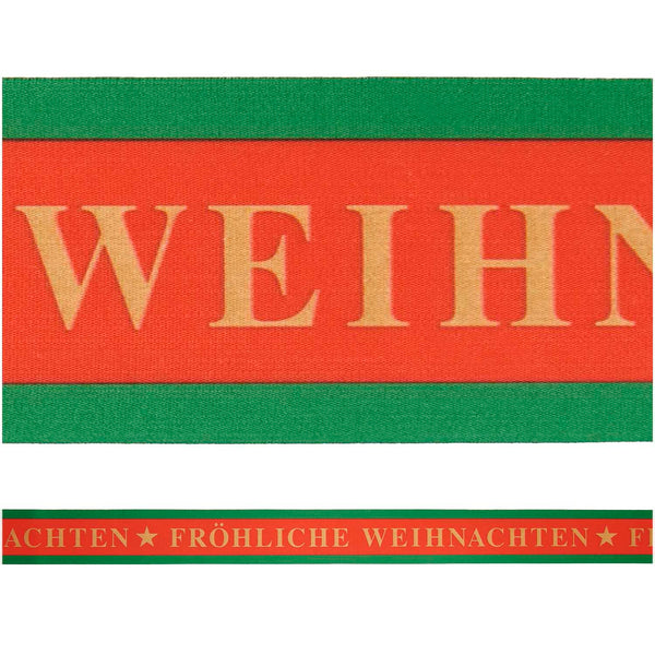 Geschenkband Fröhliche Weihnachten Rot/Gold/Grün 58 mm x 3 m