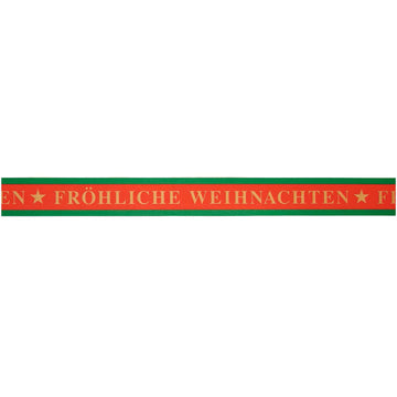 Geschenkband Fröhliche Weihnachten Rot/Gold/Grün 58 mm x 3 m