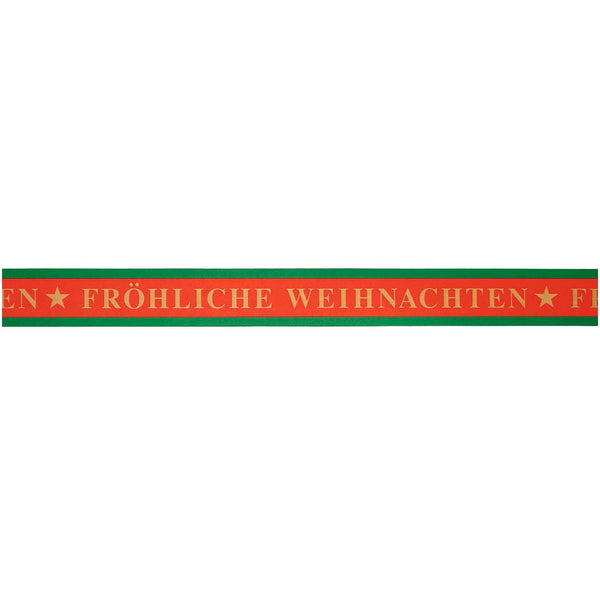 Geschenkband Fröhliche Weihnachten Rot/Gold/Grün 58 mm x 3 m