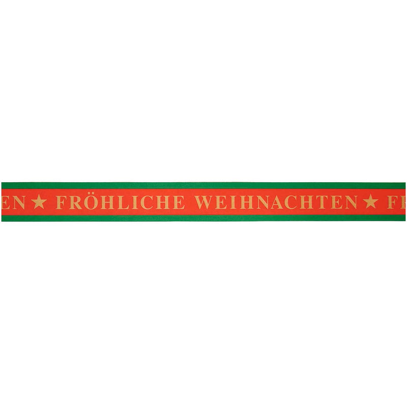 Geschenkband Fröhliche Weihnachten Rot/Gold/Grün 58 mm x 3 m