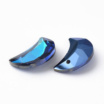 Glasanhänger Halbmond facettiert versilberte Rückseite Loch 1,5mm 20x13mm 1 Stück