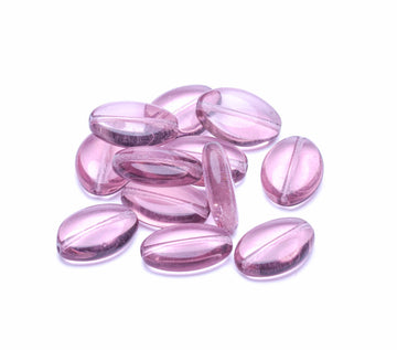 Glasolive flach amethyst transparent 15x10mm 12 Stück/Dose
