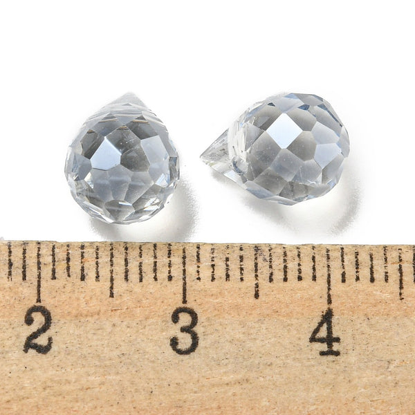 Glasperle facettierte Tropfen galvanisiert 11x8mm 1 Stück