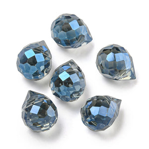 Glasperle facettierte Tropfen galvanisiert 11x8mm 1 Stück