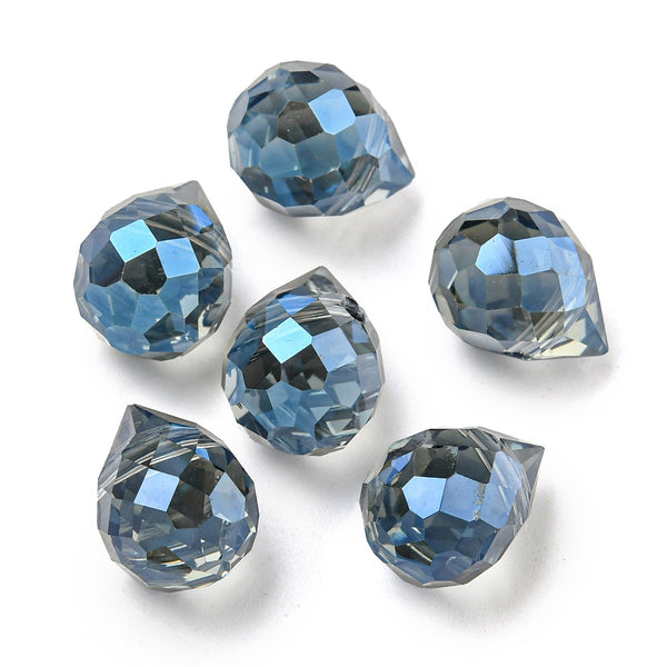 Glasperle facettierte Tropfen galvanisiert 11x8mm 1 Stück