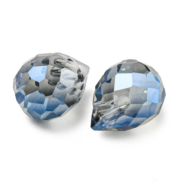 Glasperle facettierte Tropfen galvanisiert 11x8mm 1 Stück