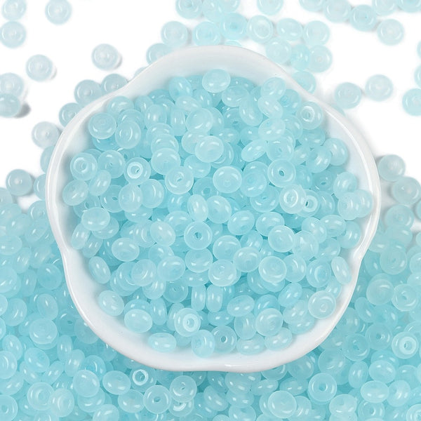 Glasperlen Donut Rondell transluscent Pastell 6,5x3mm 100 Stück