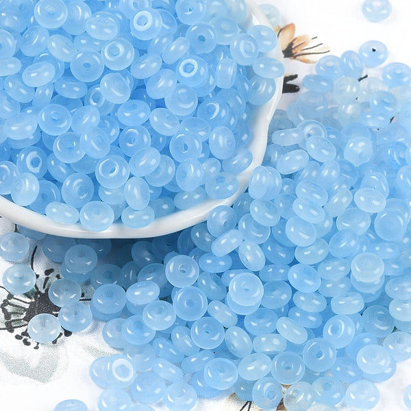 Glasperlen Donut Rondell transluscent Pastell 6,5x3mm 100 Stück