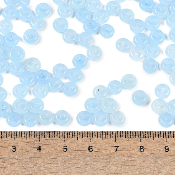 Glasperlen Donut Rondell transluscent Pastell 6,5x3mm 100 Stück
