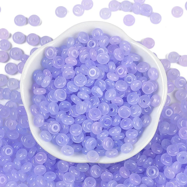 Glasperlen Donut Rondell transluscent Pastell 6,5x3mm 100 Stück