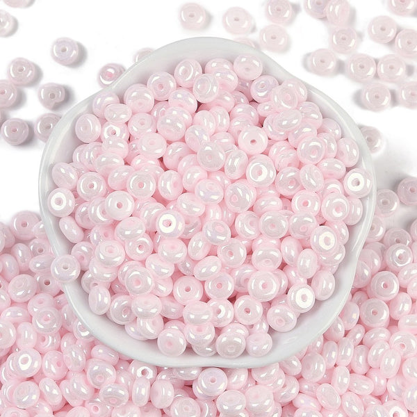 Glasperlen Donut Rondell opak Pastell 6,5x3mm 100 Stück